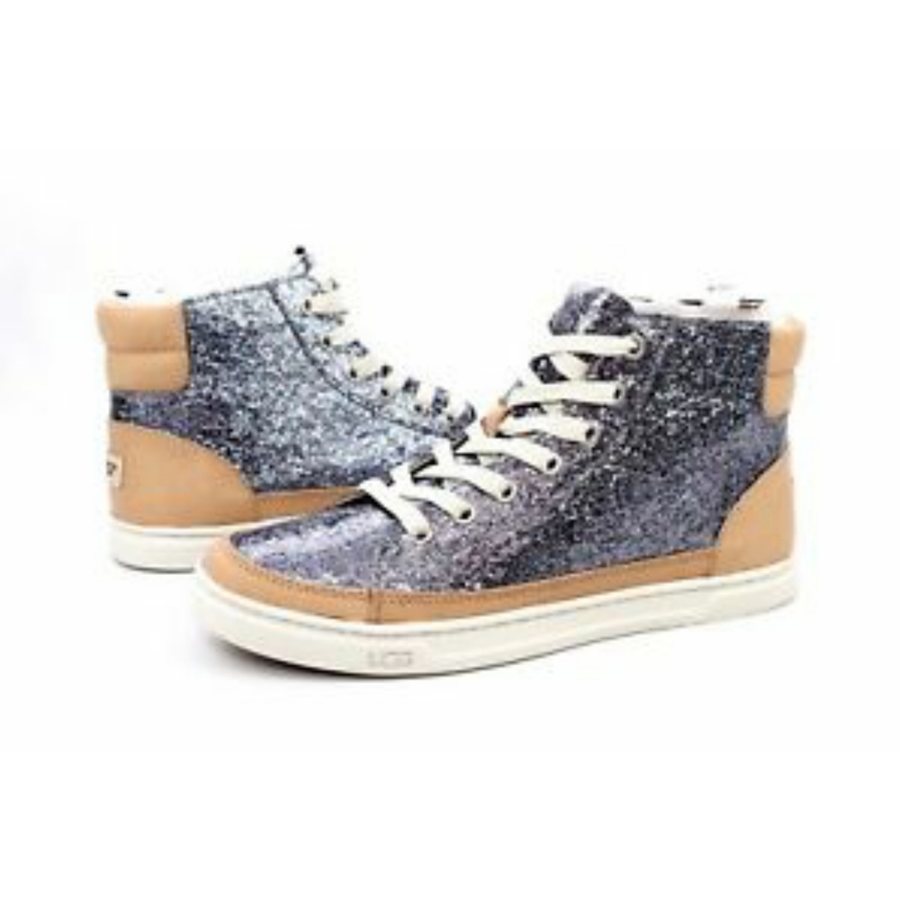 UGG Silver Glitter + Tan Sneakers Size 8